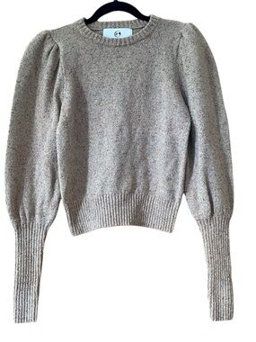 The Bright Side Wool Silk Blend Speckled Sweater Puff Sleeve Cropped XS
